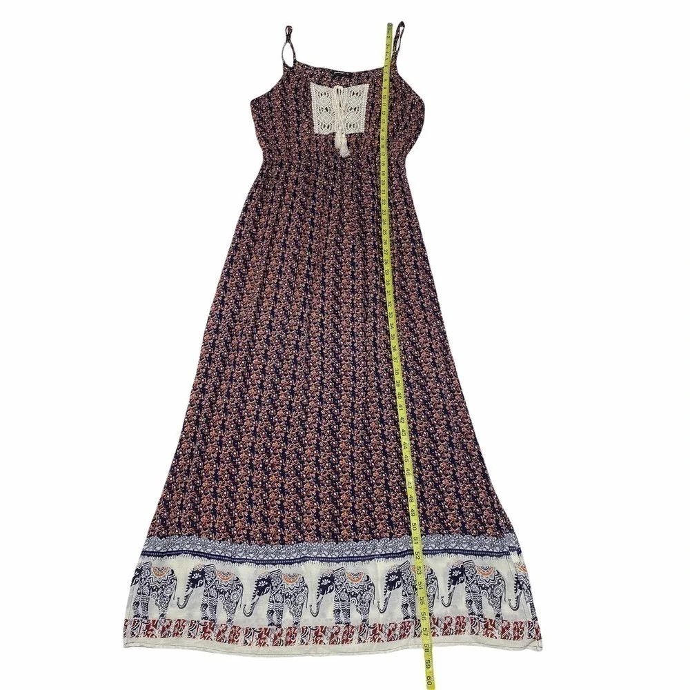 INDULGE In Style Boho Printed Crochet Maxi Dress